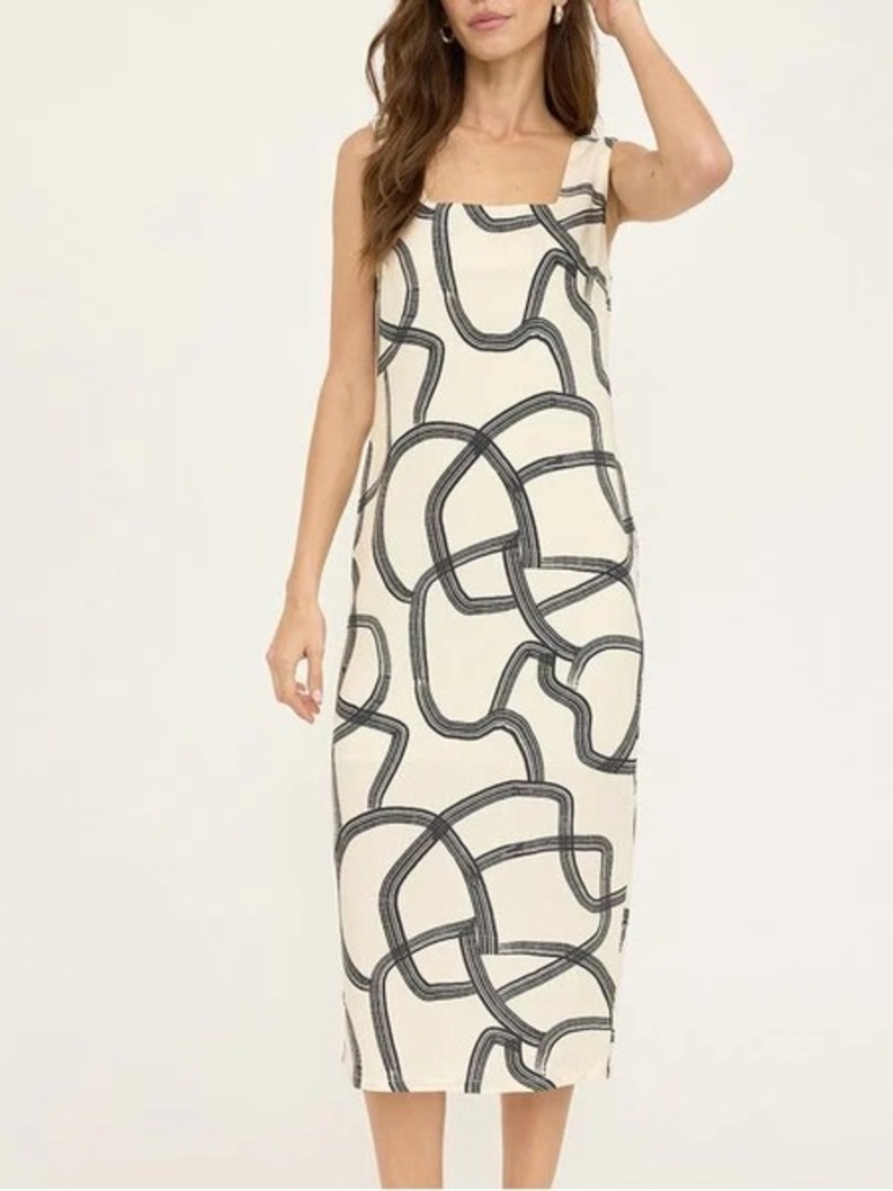 New ✨ Raisonnel Relaxed Square-Neck Brushstroke Dress